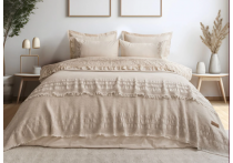 Постельное белье Washed Cotton Saheser - Romano Bej с покрывалом (Turkey), евро